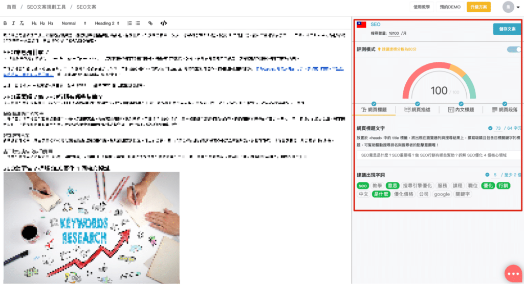 SEO工具文案撰寫工具 Ranking