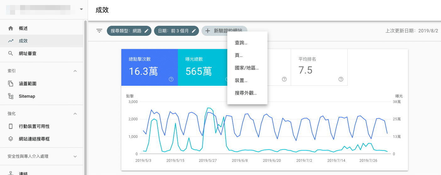 google search console 教學-成效追蹤1
