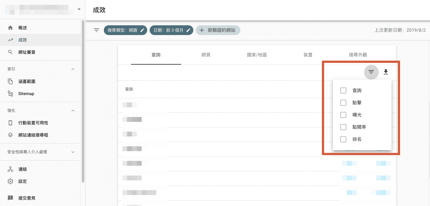google search console 教學-成效追蹤2