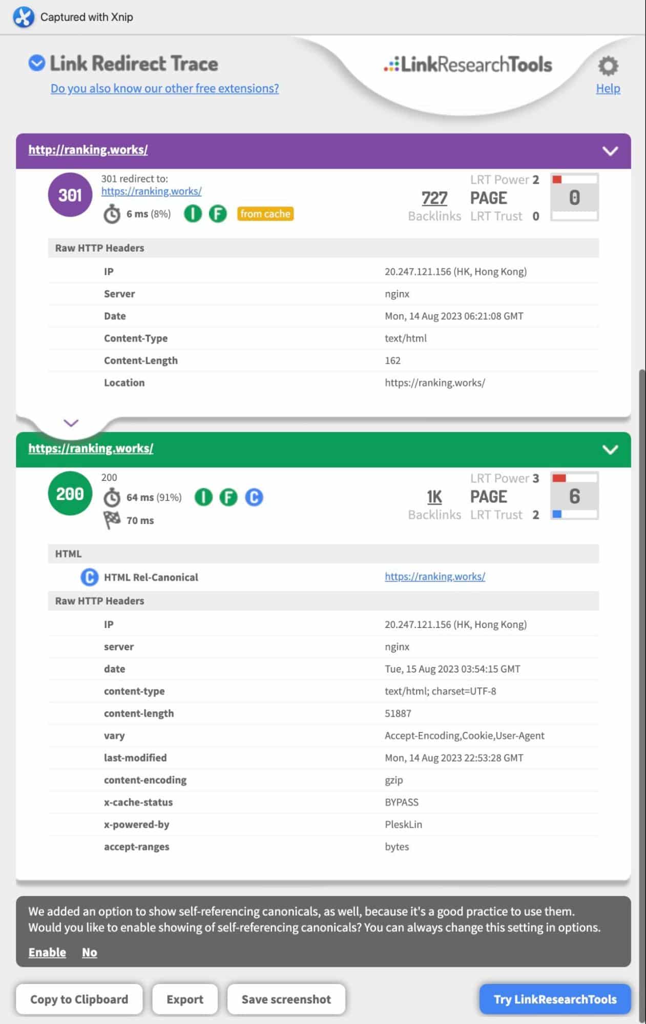 301 轉址檢查工具_Link Redirect Trace 介面圖
