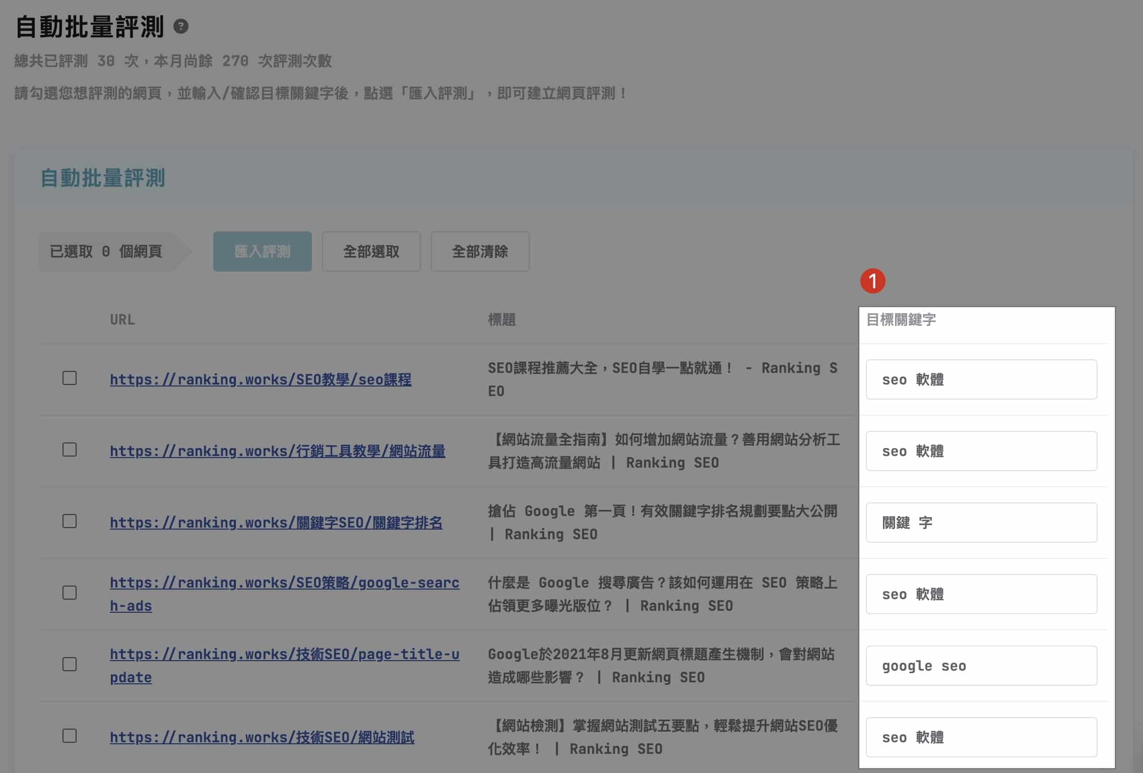 seochecker-目標關鍵字