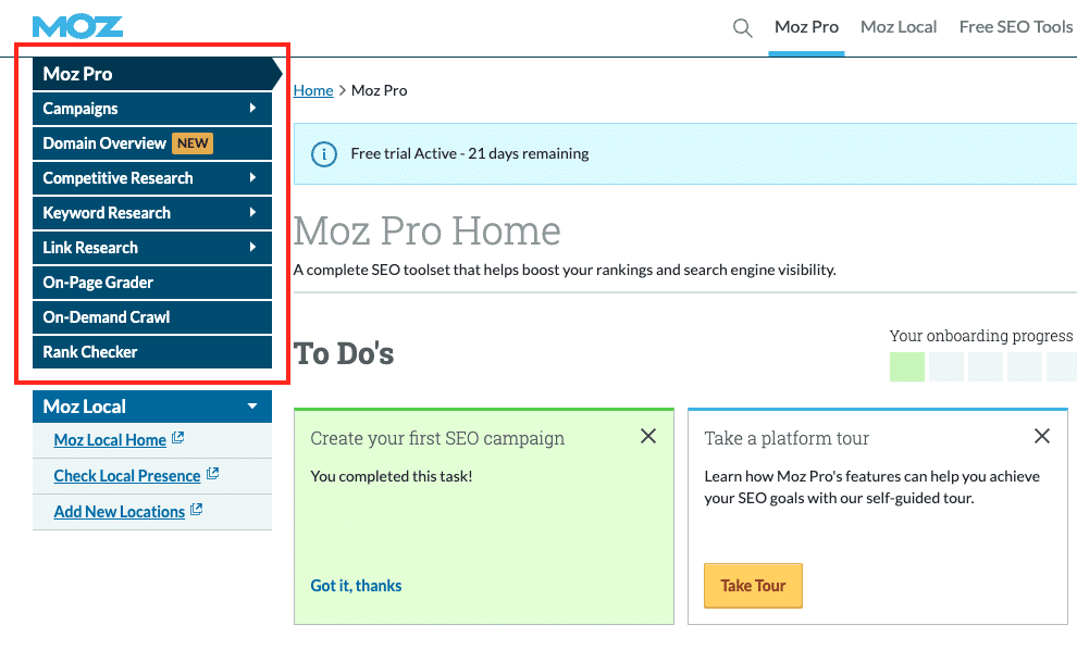 Moz Pro 工具