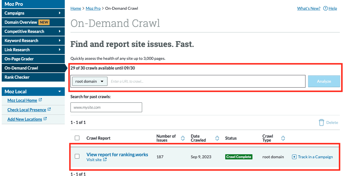 Moz Pro 付費版