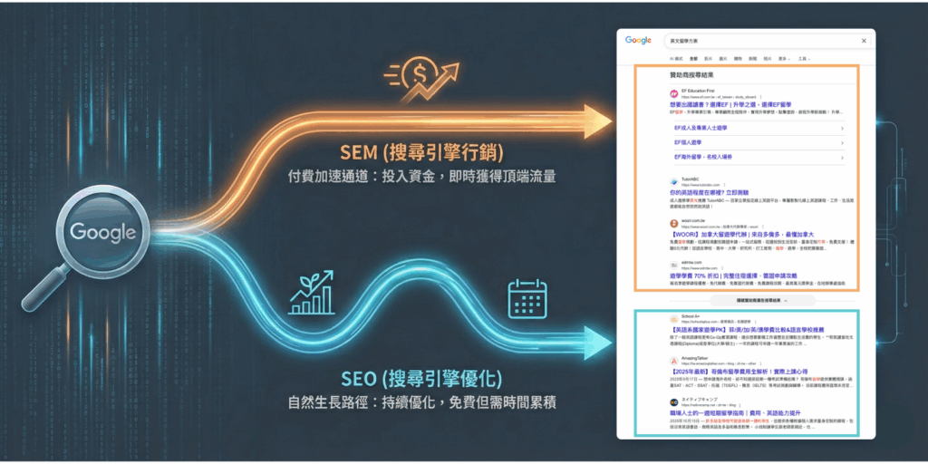 SEO與SEM關鍵字廣告差異